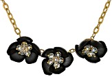 Resin Bead Gold Tone Floral Necklace