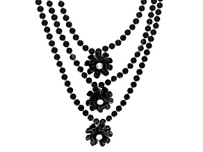Gold Tone Beaded Floral 3-Layer Necklace