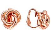 Rose Tone Knot Clip-On Earrings