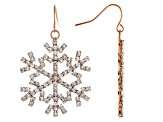 White Glass Crystal Gold/Silver/Rose Tone Set of 3 Snowflake Dangle Earrings