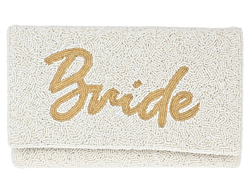 Picture of "Bride" White Bead Clutch