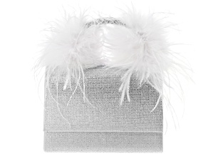Crystal With Faux Feather Clutch