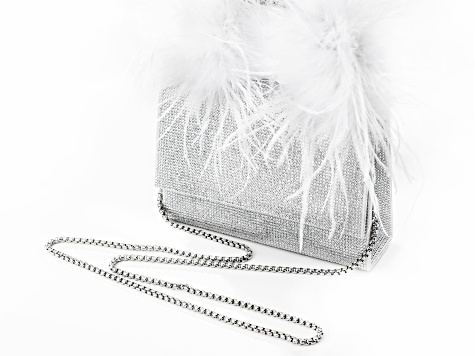 Crystal With Faux Feather Clutch