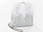 Crystal With Faux Feather Clutch