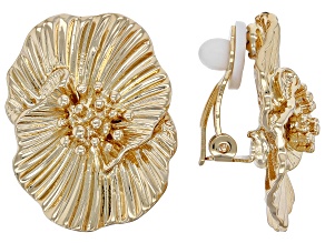 Floral Gold Tone Clip-On Earrings