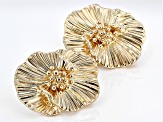 Floral Gold Tone Clip-On Earrings