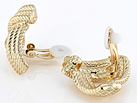 Gold Tone Knot Clip-On Earrings