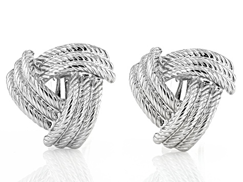 Silver Tone Knot Clip-On Earrings