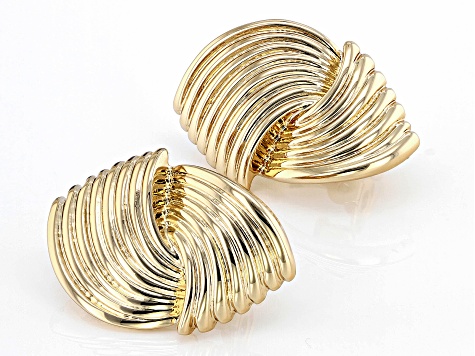 Textured Gold Tone Clip-On Earrings