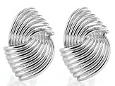 Textured Silver Tone Clip-On Earrings