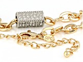 White Crystal Pave Gold Tone Chain Necklace