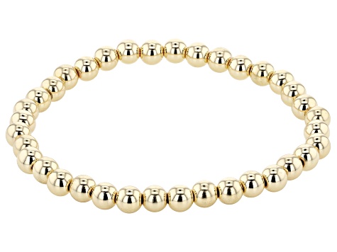 White Crystal Gold Tone Stretch Bracelets Set of 4