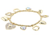 White Crystal Gold Tone Stretch Bracelets Set of 4