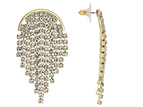 Glass Crystal Gold Tone Tassel Earrings