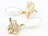 Imitation Pearl Gold Tone Dangle Earrings