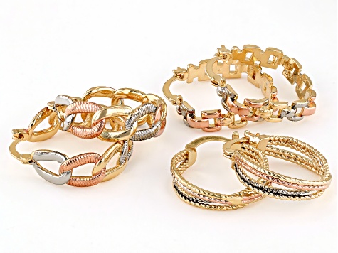 Tri-Tone Hoop Earrings Set of 3