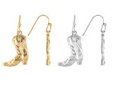 Gold Tone & Silver Tone Cowboy Boots Dangle Earrings Set of 2