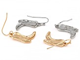 Gold Tone & Silver Tone Cowboy Boots Dangle Earrings Set of 2