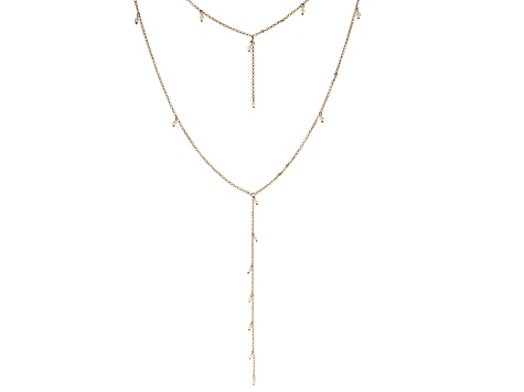 Imitation Pearl Gold Tone Lariat Necklace