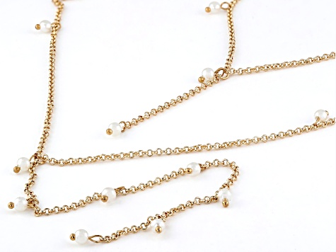 Imitation Pearl Gold Tone Lariat Necklace