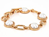 White Pearl Simulant Gold Tone Bracelet