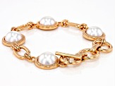 White Pearl Simulant Gold Tone Bracelet