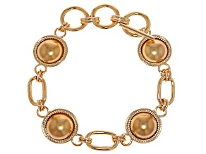 Brown Imitation Pearl Gold Tone Bracelet