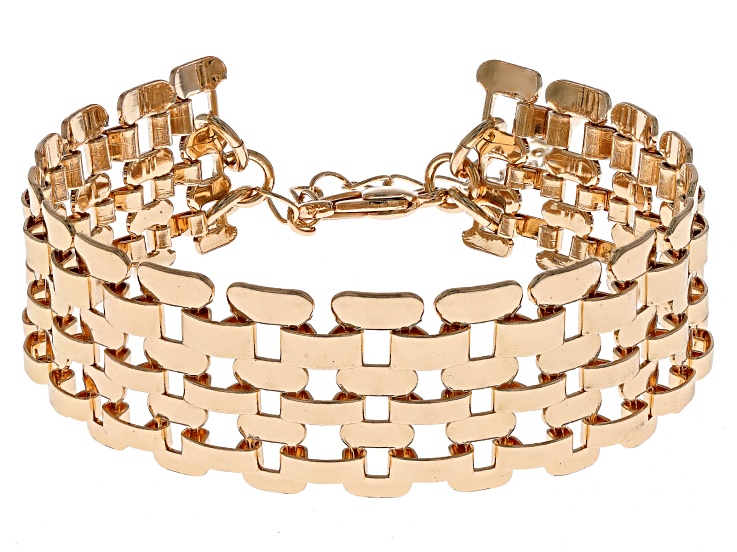 Gold Tone Panther Chain Bracelet