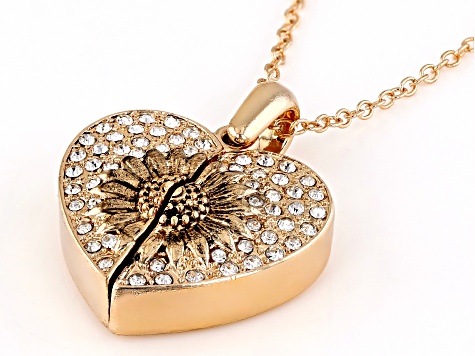 White Crystal Two-Tone "You Are Always In My Heart" Pendant With Chain