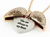 White Crystal Two-Tone "You Are Always In My Heart" Pendant With Chain