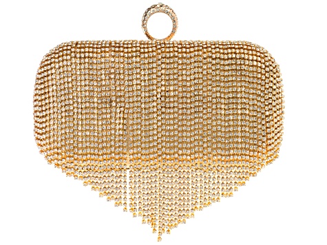 White Acrylic Gold Tone Tassel Clutch