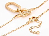 White Crystal Gold Tone Knot Drop Necklace