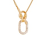 White Crystal Gold Tone Lariat Knot Necklace