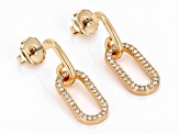 White Crystal Gold Tone Drop Earrings