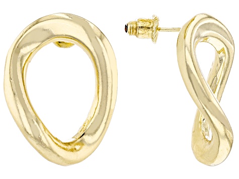 White Cubic Zirconia Gold Tone Set of 6 Earrings