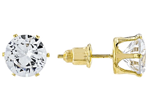 White Cubic Zirconia Gold Tone Set of 6 Earrings