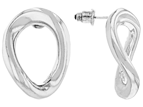 White Cubic Zirconia Silver Tone Set of 6 Earrings