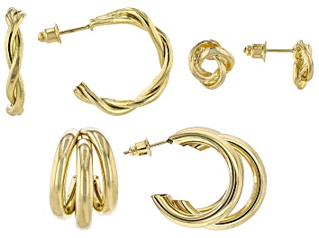 Picture of Gold Tone Set of 3 Hoop Earrings