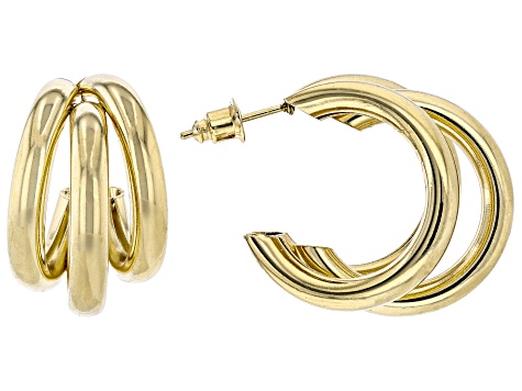Gold Tone Set of 3 Hoop Earrings