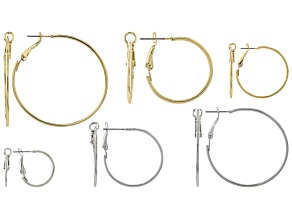 Gold Tone & Silver Tone Set of 6 Hoop Earrings