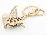 Multi-Color Crystal Gold Tone Hummingbird Keychain