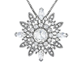 White Crystal Silver Tone Snowflake Necklace