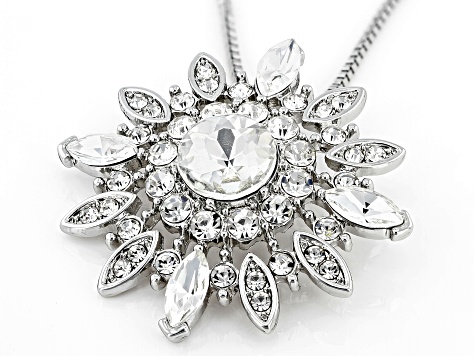 White Crystal Silver Tone Snowflake Necklace