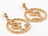 Gold Tone Dragon Dangle Earrings