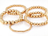 Gold Tone Bead Stretch Bracelet Set of 5