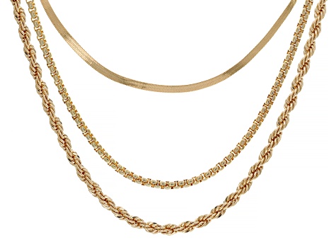Gold Tone Necklace Set Of 3