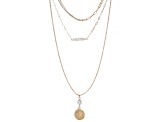 Imitation Pearl Disc Pendant Gold Tone 3 Layer Necklace