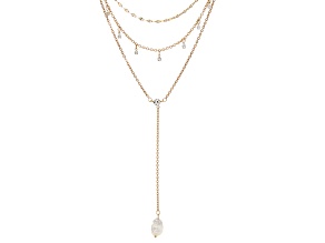 Imitation Pearl Gold Tone 3 Layer Necklace