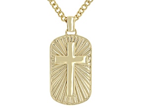 Gold Tone Cross Pendant With Chain