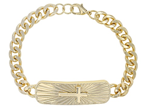 Gold Tone Cross Bracelet